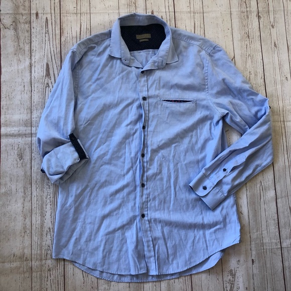 Zara Other - Zara blue button up floral pocket roll up sleeves